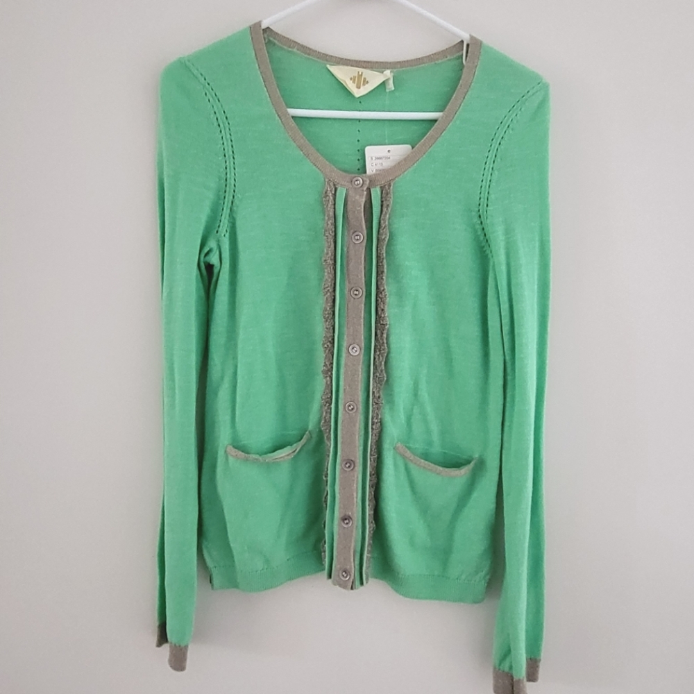 Anthropologie Mint Green Cardigan S